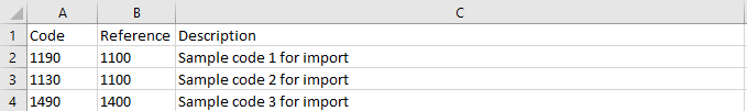 Sample file for COA mass import