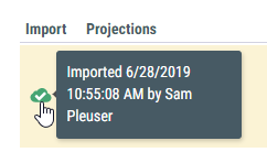 Image of hovering over icon to see last import information