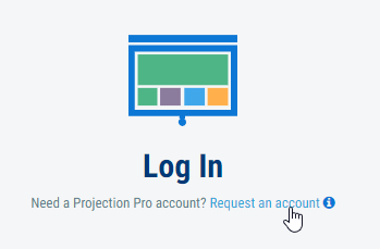 Location of the Request an Account link