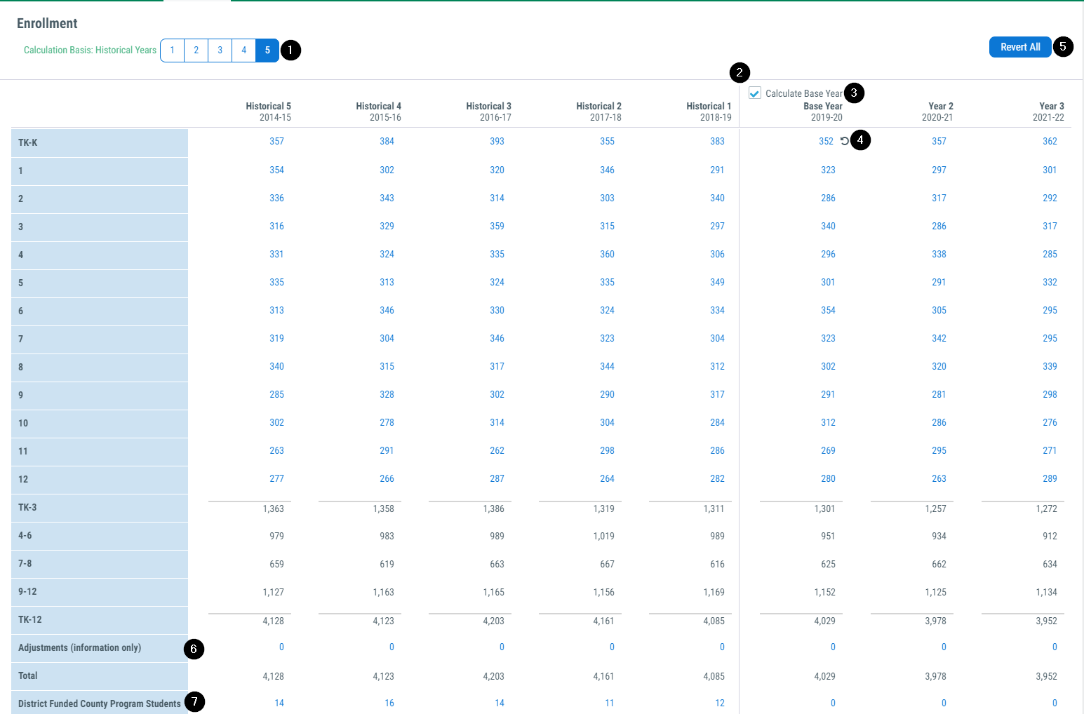 Image of Student screen, enrollment seciton for a school district